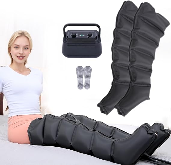 Electric Leg Air Compression Massager,Lipedema Legs Treatment Massager,6-Cavity Leg Massagers Pneumatic Wave Device Pressotherapy Boots Relax Instrument,Lymphedema Pump,Pressotherapy Boots (Black