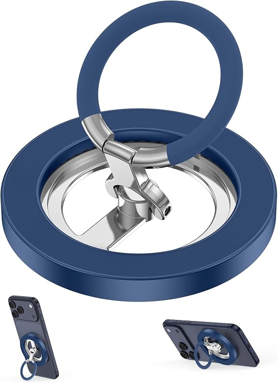 Magnetic Phone Ring Holder for MagSafe, 360 Rotation Cell Phone Grip Stand | Finger Ring Kickstand Two-Sided Magnet for iPhone 17 Pro Max 16 15 14 13 12, Samsung S26 S25 A17 A16 A37, for Mag Car Mounts