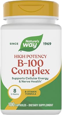 Natures Way B-100 Complex, Supports Cellular Energy and Nerve Health, 8 B-Vitamins, 100 Capsules Packaging May Vary