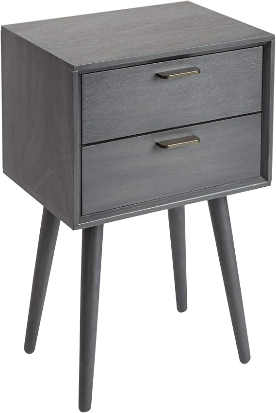 Silverwood Olsen Mid Century 2 Drawer Side Table, Dark Grey