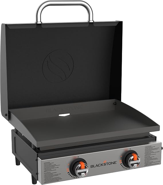 Blackstone 2144, 22" (56 cm), Countertop Gas Griddle BBQ with Hood, Stainless Steel/Black