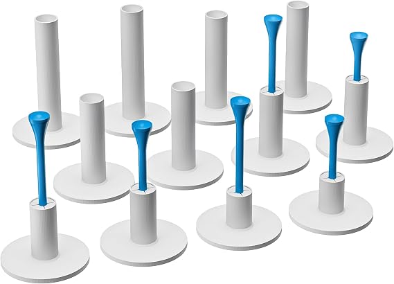 Rubber Golf Tees for Mats, Golf Tee Holder for Driving Range & Simulator, Unbreakable Golf Mat Tee - Golf Accessories for Indoor & Outdoor Practice, 6 Sizes Rubber Tees & 2 Sizes Tees (32 Pcs)