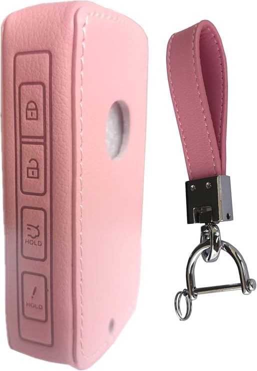 Leather Key Fob Cover Compatible with 2019 2020 2021 Mazda 3 6 CX-5 CX-9 CX-30 WAZSKE11D01 662F-SKE11D01( Pink)