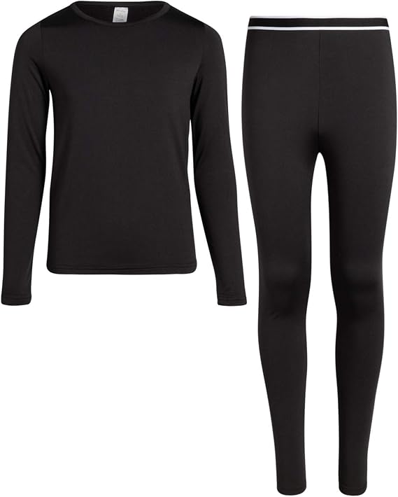 Rene Rofe Girls Thermal Underwear Set, 2-Piece Fleece-Lined Top and Bottoms