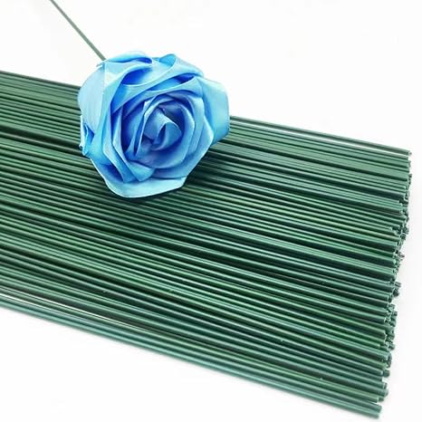 100 Pieces 2 Gauge Green Floral Stems Wire 2 mm Diameter 16 inch/40 cm Artificial Flower Stems Rods for Paper Flower Arrangements Bouquet Florist Stub Wire Crafts DIY Wreath Making Supplies