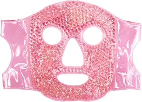 Reusable Gel Beads Cooling Face Mask Hot Cold Therapy Pink Color