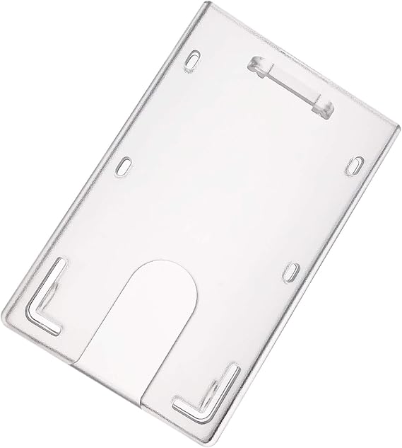 Fallen One Hard Plastic ID Badge Holder Vertical ID Card Holder Badge Protector with Thumb Slot, Vertical, 2 Pack