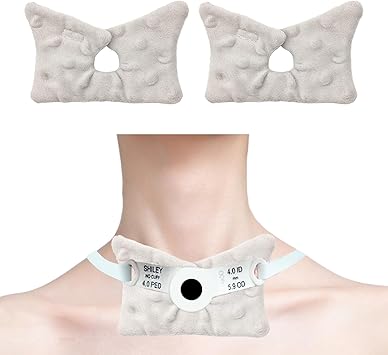 Tracheostomy Dressing Pads, 2-Pack Trach Pads, Reusable Trach Tube Covers Buttefly Shape (Grey)