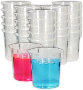 25 Clear Graduated 2 Ounce Polypropylene Mixing Measuring Cups with Pour Lip for Epoxy, Resin, or Paint Crafts by NetSellsIt
