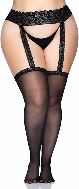 Leg Avenue Women's Sheer Stockings with Attached Garter Belt