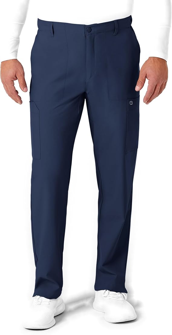 Wink W123 Men's Flat Front Cargo Scrub Pant | Mens Scrub Pant Red Mid Rise