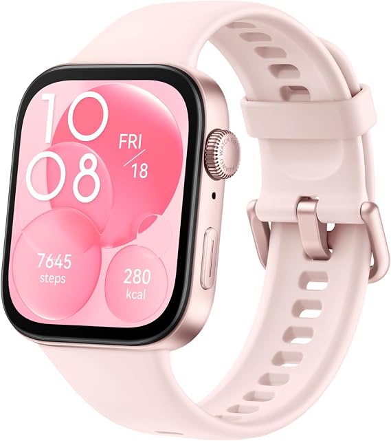 HUAWEI WATCH FIT 3 Akıllı Saat, iOS ve Android ile uyumlu, 1.82 inç AMOLED Ekran, Ultra İnce Tasarım, Kapsamlı Sağlık Takibi, Kapsamlı Sağlık Yönetimi, 10 Güne Kadar Pil Ömrü, Pembe