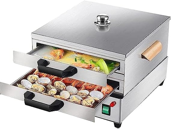 Rice Noodle Rolls Steamer, Rice Roll Machine, Chinese Cuisine Recipes Multifunctional Vermicelli Roll Steamer Machine for Household with 2 Drawers+1 Steamer, for Cooking Dim Sum Buns Dumplings