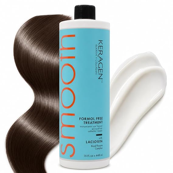 Keragen Brazilian Keratin Smoothing Treatment | Formaldehyde-Free Blowout for Frizzy, Dry, or Damaged Hair | Smooth, Silky Results | Fine to Medium Hair | 16 Oz