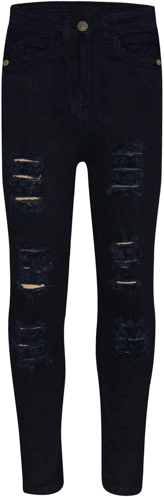 A2Z 4 Kids Girls Ripped Jeans Comfort Skinny Stretch Lightweight - Girls Jeans JN28 Jet Black 11-12