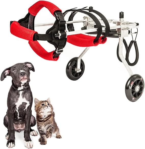 Dog Wheelchair, Adjustable Animal Exercise Wheels,Cart Pet Wheelchair for Handicapped Hind Legs Small Pet/Cat/Dog Walk