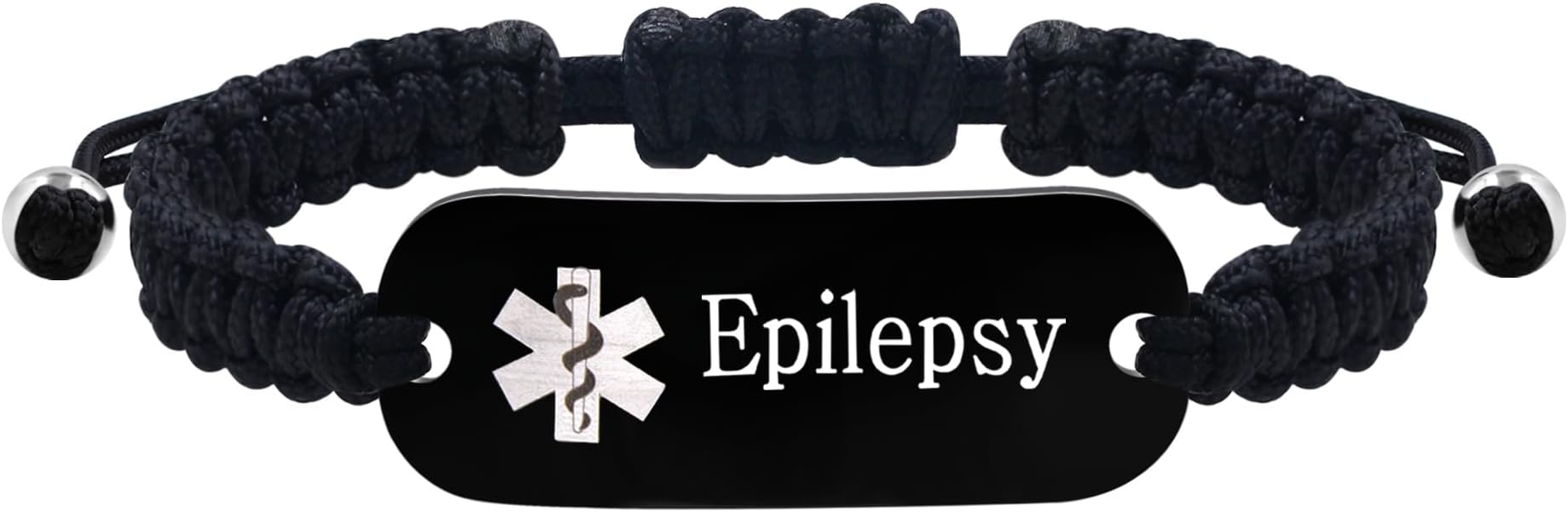 Two-Tone Medical Alert Bracelet, Woven Adjustable Emergency ID Wristband Custom Engraving for Seniors Men Women's Comfortable Durable Medical Jewelry
