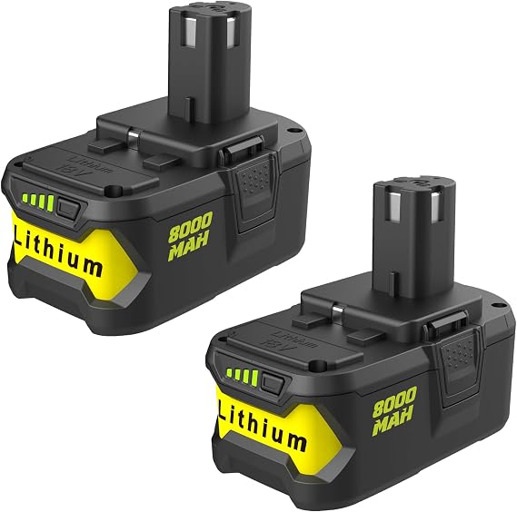 2Pack 8.0Ah Replacement Battery for Ryobi 18v Battery, Replacement for Ryobi Batteries 18v One Plus P102 P103 P104 P105 P107 P108 P109