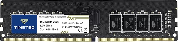 Timetec 16GB DDR4 2666MHz (PC4-2666V) PC4-21300 UDIMM Desktop RAM 288-Pin 1.2V CL19 Non-ECC Unbuffered DIMM Memory Module Upgrade