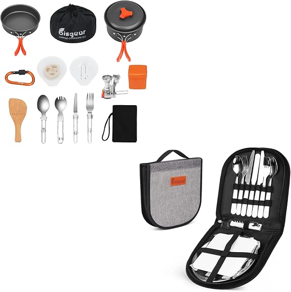 camping cookware camping cooking set,camping pots and pans set, survival gear and equipment