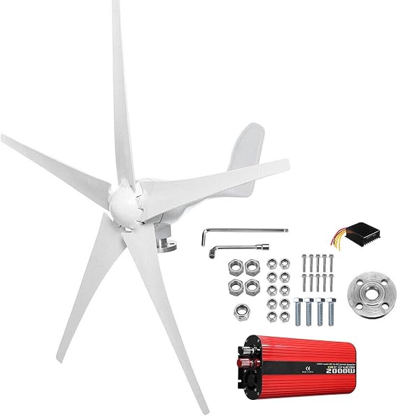 12V 24V 48V Wind Turbine Generator Kit 3000W Windmill with MPPT Controller Inverter Kit Wind and Solar Hybrid Power Generation System (Color : 24V)
