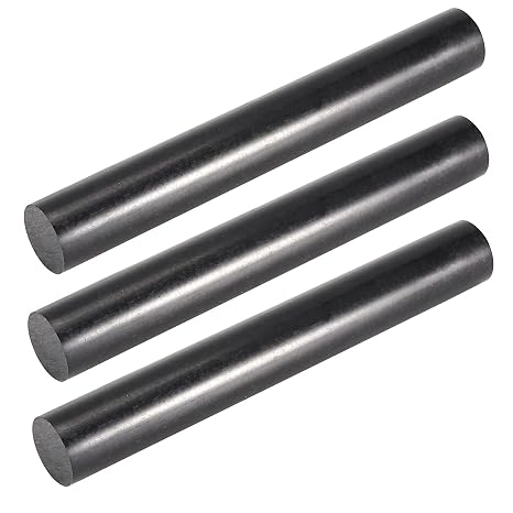3 Pack Acetal Copolymer Round Rods, 1.57 x 12 Inch Plastic Rods for Non-Marring Fixtures, Bushings, Spacers, Black