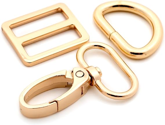 Oval Ring Swivel Lobster Claw Clasps, 5 Set Keychain Clasp Oval Ring Swivel Snap Hooks for Strap Bag Purse Landyard Craft (1",Gold)
