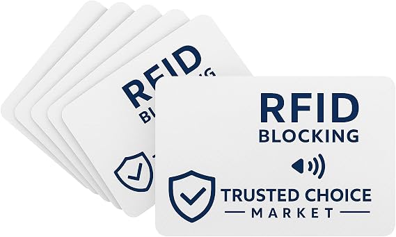 RFID Blocking Cards 6-Pack NFC Contactless Protection for Credit, Debit, ID, ATM Cards & Passport Slim Anti-Theft Card Blocker for Wallet & Purse (Grey)