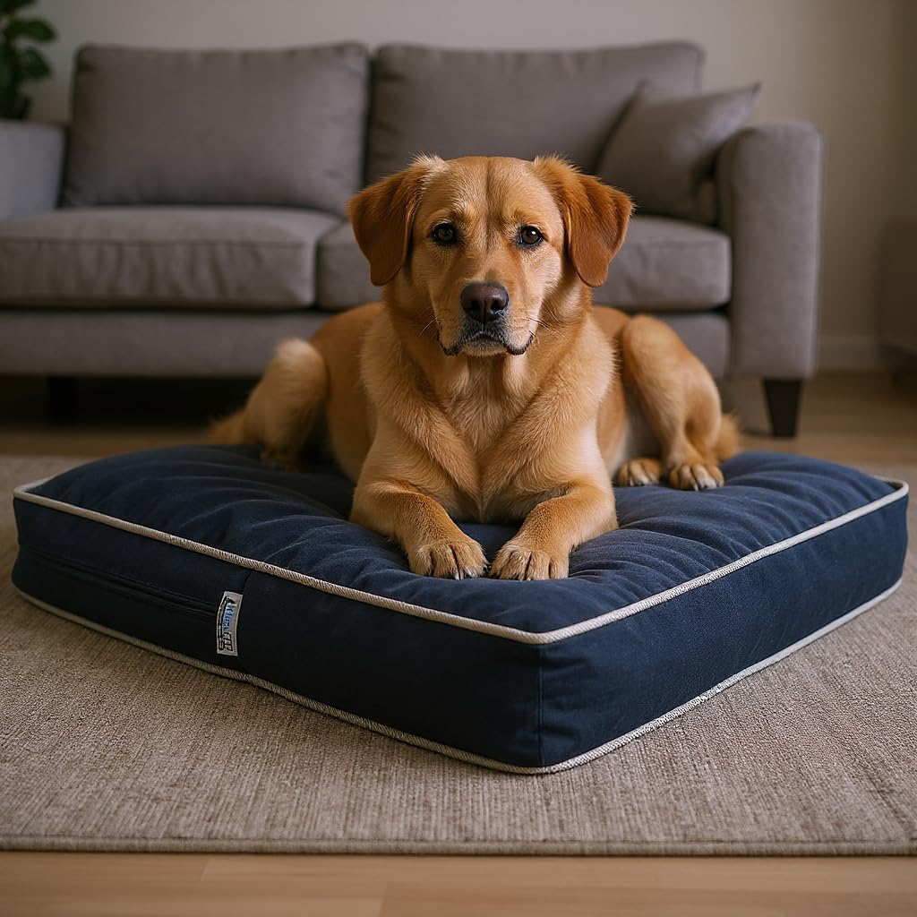 Lüks Dayanıklı Şönil Kumaş Visco Dolgulu Çift Taraflı Ve Fermuarlı Yıkanabilir Köpek YatağıFşönilmavi X-Large