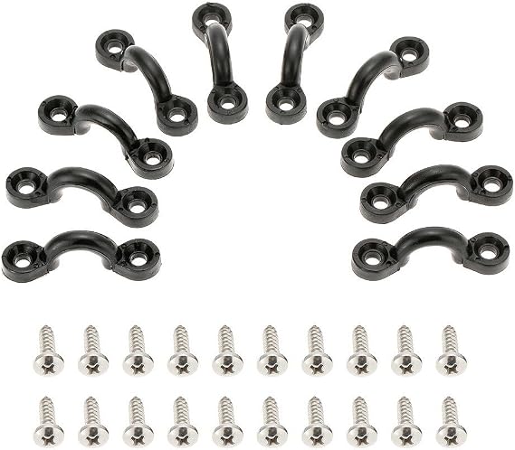 Docooler 10pcs Nylon Bungee Deck Loops Tie Down Pad Eye with 20 Screws for Boat Kayak Deck Rigging Kit