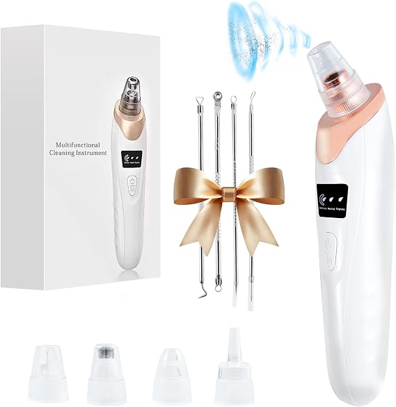 Blackhead Remover Vacuum, cupeohome Pore Vacuum with 3 Adjustable Suction Power Modes, Black Head Remover Deep Cleansing Pores Blackhead Remover Tool with 5 Replaceable Suction Heads
