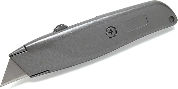 Performance Tool W745C Retractable Utility Knife | Box cutter and razor blade. 3 position retractable blade. Extra blade stores in handle for shop and office