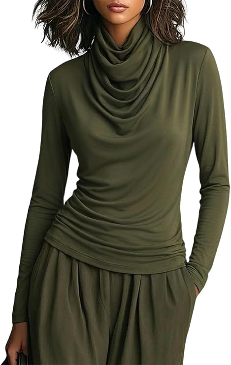 stylewe Womens Tops Cowl Neck Long Sleeve T Shirts Fall Dressy Casual Outfits