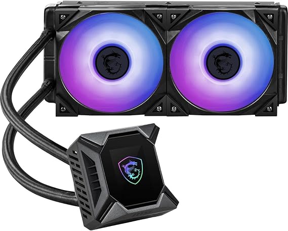 MSI MPG CoreLiquid K240 - AIO CPU Liquid Cooler - 2.4" LCD Screen - 240mm Radiator - Dual 120mm ARGB PWM Fans