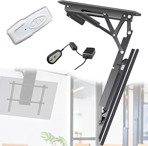 Motorised Lift Electric TV Wall Mount Bracket for 32-70"/50-90" Screen Electric TV Ceiling Mount, 0-85 Angle Adjustment Flip Down Motorized Pitched Roof TV Mount,32-70inch