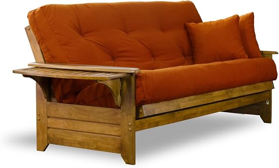Nirvana Futons Brentwood Tray Arm Wood Futon Frame - Heritage Finish