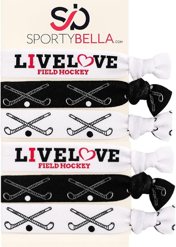 Sportybella Field Hockey Hair Ties, No Crease Elastic Accessories, 6pcs