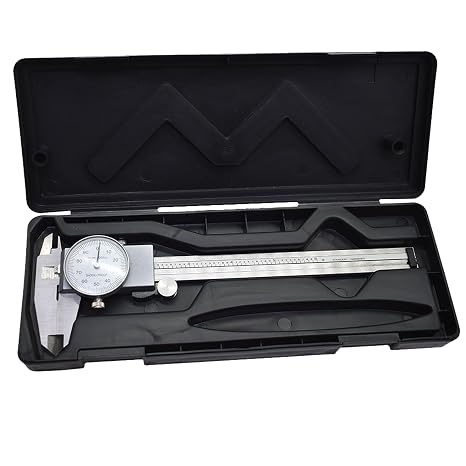 0-6 inch Dial Caliper Measuring Tool Imperial Stainless Steel 4-Way Dial Caliper 0.001" Shockproof with Plastic Case