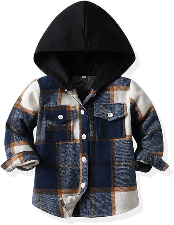 Feidoog Toddler Baby Boys Plaid Shirts Jacket Long Sleeve Lapel Button Down Top Outwear Clothes