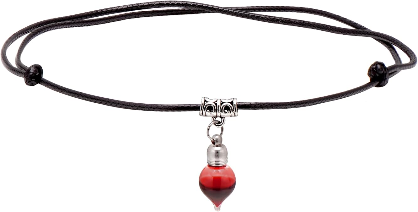 Paialco Jewelry Vampire Blood Vial Black Rope Sliding Cord Necklace for Women Halloween Holiday