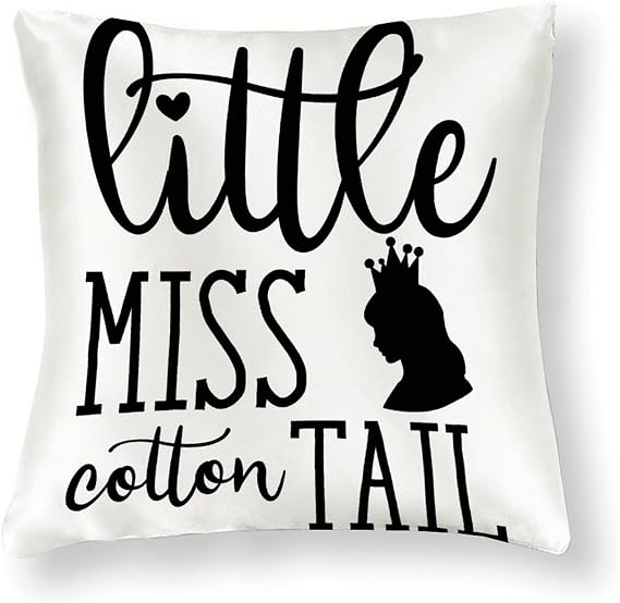 Little Miss Cotton Tail Breathable Outdoor Pillow Covers Elegant Bench Pillow Cushion Case Bunny Square Silk Pillowcases for Home Decor Bed Holiday Party Office 16x16in