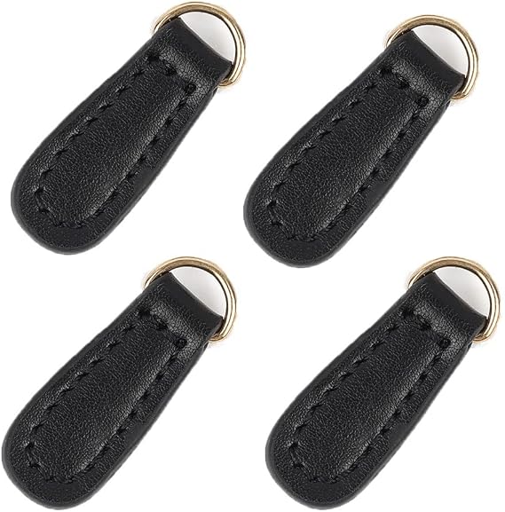 zalati Zip Puller 4pcs Zipper Pulls Leather Zip Head Fixer Tags Replacement for DIY Handbag Crossbody Bag Luggage Trouser Jacket