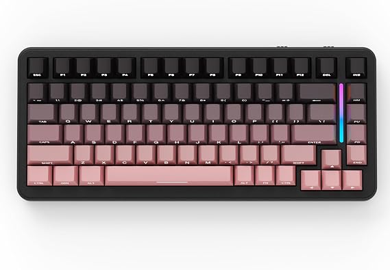 ATTACK SHARK M86 Gasket Mechanical Keyboard, 75% Tri-Mode(BT/2.4G/USB-C) Wireless RGB Gaming Keyboard, Side printed Hot Swappable Custom Keyboard, Pre-lubed Linear Switches, 4000mAh(Pink Gradient)
