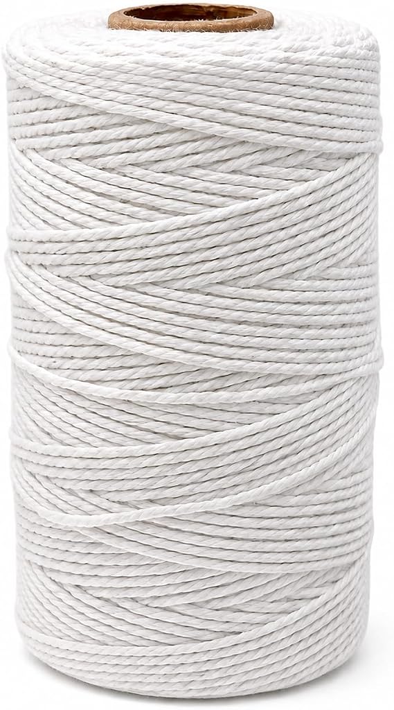 jijAcraft White String, Butchers Twine, 328 Feet 2mm Cotton Twine Strings for Cooking Crafts Gift Wrapping Turkey Sausage Gardening