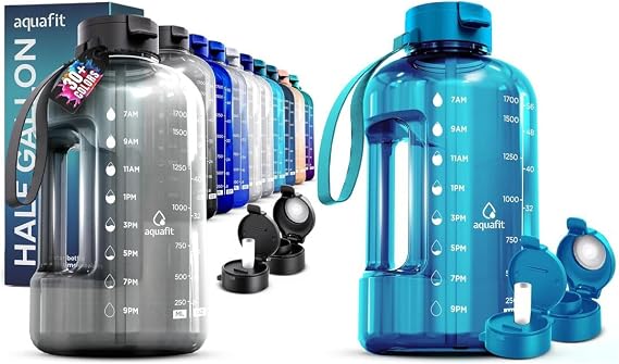 AQUAFIT 2 Pack - 2 x 64 oz Water Bottles with Time Markers