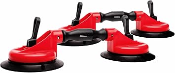 Equalizer Heavy Duty Dual Vacuum Suction Cup Glass Lifter with Curved Pads, Strength Handheld Stone Handling Tool, 330lb Horizontal Suction Cup