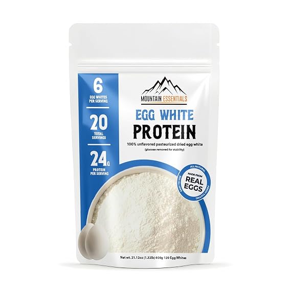 Egg White Protein Crystal Powder- 24g Protein- Single Ingredient-Unflavored 100% Pure Pasteurized Dried Egg Whites- Great for Shakes, Smoothies & Baking- Gluten Free, 21.12oz(20 Servings), Made in USA