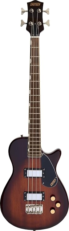 Gretsch Streamliner Jet Club Single-Cut Short-Scale Electric Bass Guitar - Havana Burst | 30 Short Scale, Low Down Single-Coil Pickups, Soft C Bolt-on Nato Neck, Laurel Fingerboard, Model 2814304531
