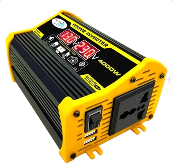 High-Power Peak 4000W DC to AC Power Inverter 12V to 110V/220V Converter with Dual USB Ports, Universal AC Outlet, LED Display for Cars, Trucks, RVs, and Home Backup (110V)