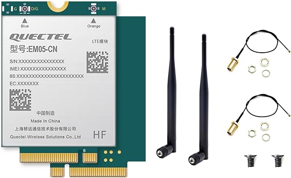 WayPonDEV EM05 GFA-128-SGNS Global Edition LTE Cat 4G Module for IoT M2M Applications, Standard M.2 Slot 4G LTE Network Card for Laptop Mini PCs Single Board Computer (4G EM05-GL Module)